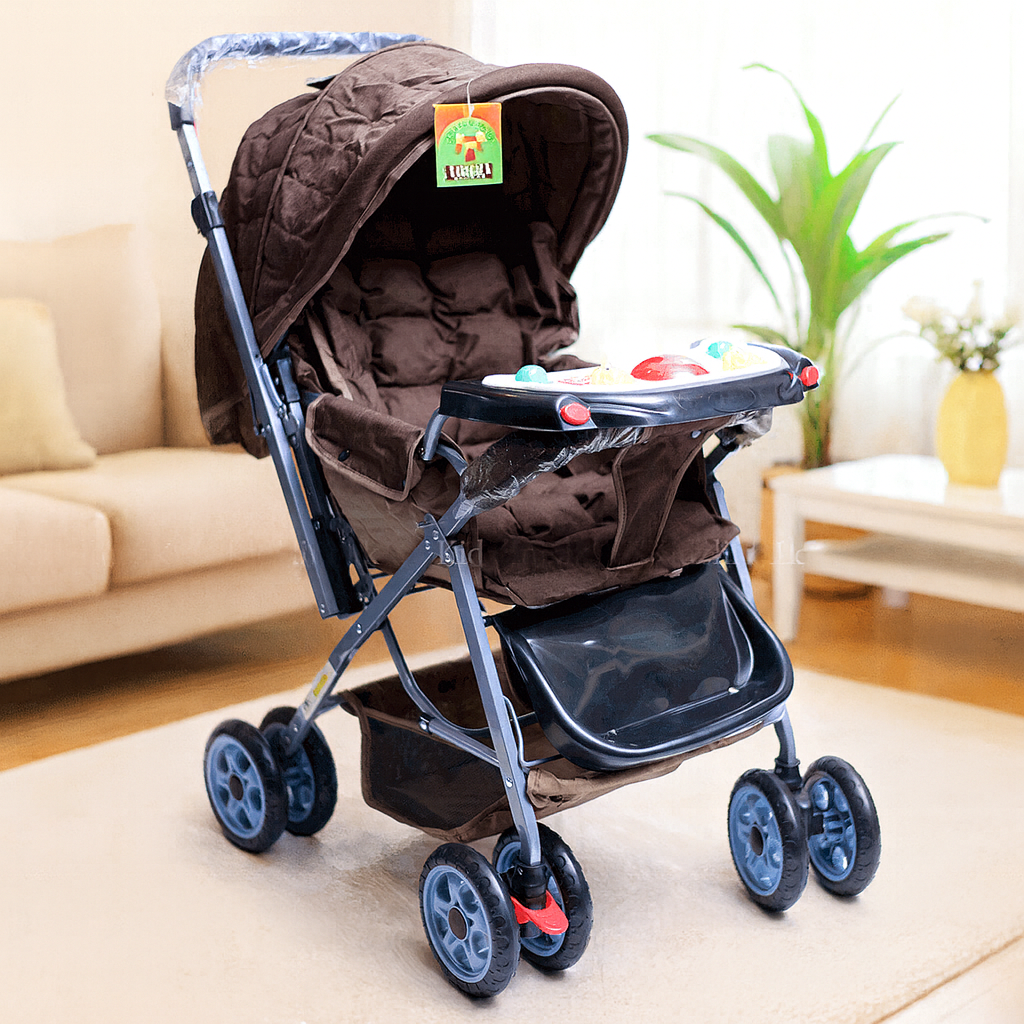 Foldable Stroller For Baby With Music Boad (Brown/Red/Gray/Blue)